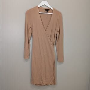 Banana Republic Sweater Wrap Dress Neutral Tan Beige Classic Timeless - Size S